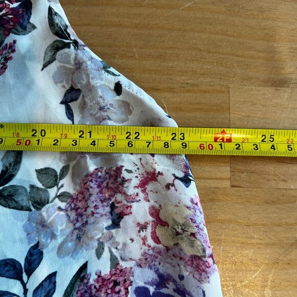 Cynthia Rowley Sleeveless Womens Floral Chiffon Blouse XTRA-LARGE XL White Pink - Picture 8 of 9